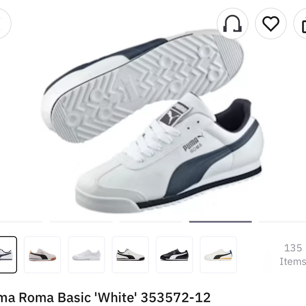 NWOT Puma Roma Basic 'White' 353572-12 men’s sneakers, size 8 - Picture 7 of 11